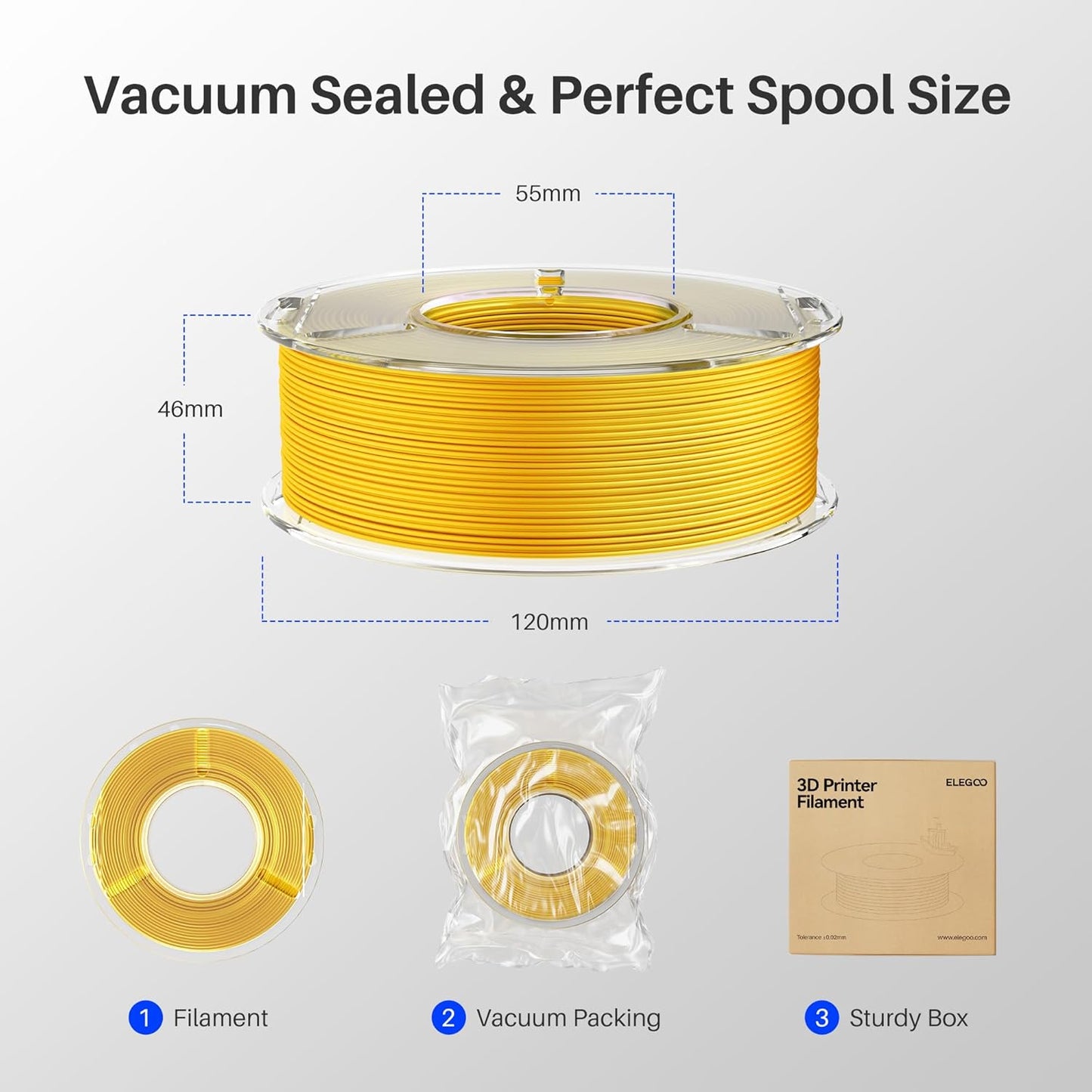 ELEGOO PLA+ Filament 1.75mm Black 4KG, PLA Plus 3D Printer Filament, Dimensional Accuracy +/- 0.02 mm, Tough & High Strength, Fit for Most FDM Printers(1KG/Spool, 2.2 lbs) - PuriLite
