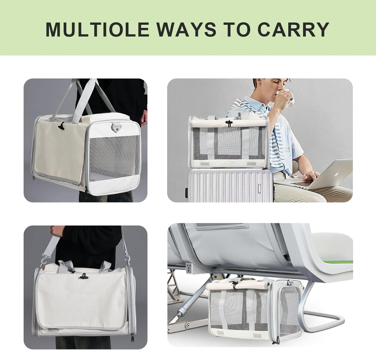 Le city Cat Carrier and Dog Carrier is Designed for Pets Weighing up to 16 lbs.Soft-Sided,Durable and Collapsible Travel Carrier,Breathable Mesh for Ventilation,Adjustable Shoulder Strap for Comfort - PuriLite