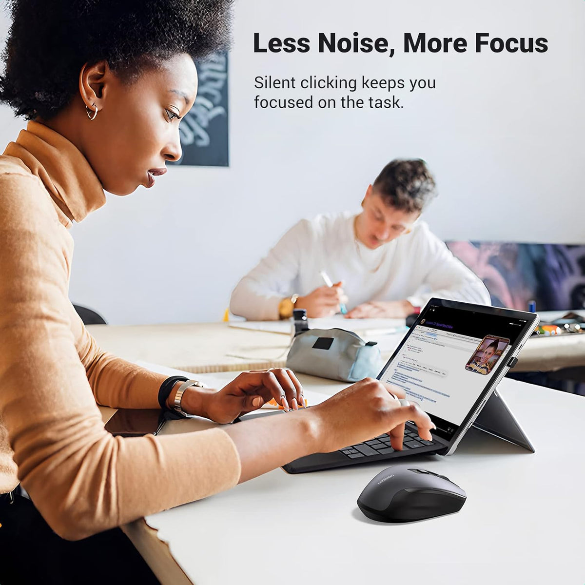 UGREEN Wireless and Ergonomic Mouse, 2.4G with 49Ft Connection, 4000 DPI 6 Buttons Auto-Sleep Mode, Compatible with Laptop PC Mac Computer Chromebook MacBook, Dark Grey - PuriLite