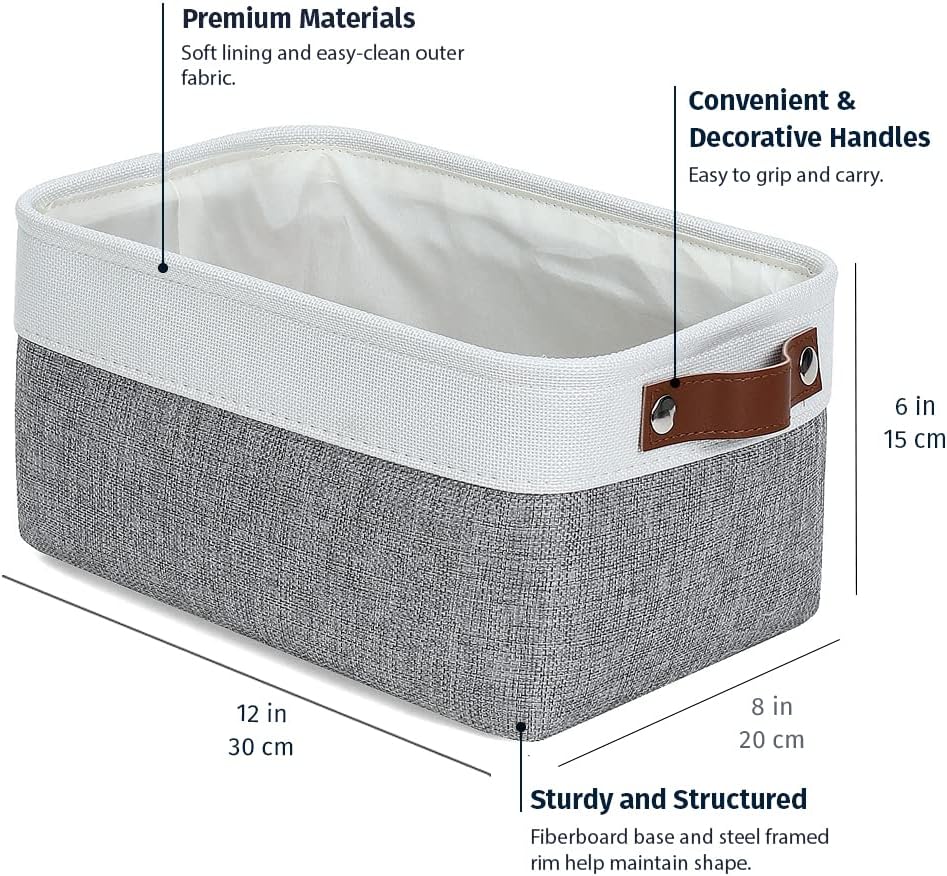 OrganiHaus Large Fabric Storage Baskets for Shelves 3 Pack, 15x11in Closet Storage Bins for Shelves, Cloth Baskets, Fabric Storage Cubes, Linen Closet Organizers, Fabric Basket, White Basket - PuriLite