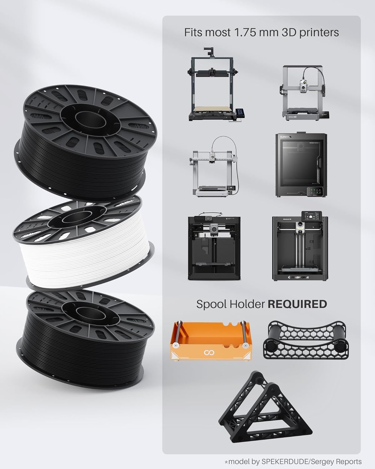 ELEGOO Rapid PETG Filament 1.75mm Black 1KG, 3D Printer Filament Max 600 mm/s High Speed Printing, Dimensional Accuracy +/- 0.02 mm Fit Most FDM Printer 1kg Cardboard Spool - PuriLite