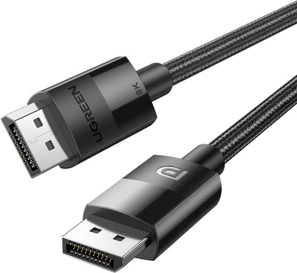 UGREEN VESA Certified DisplayPort 1.4 Cable, DP 8K@60Hz, 4K@144Hz, 1080P@240Hz, Support 32.4Gbps HDR, FreeSync G-Sync, Braided Cord for HDTVs, Gaming Monitors, PC Graphics (6ft) - PuriLite