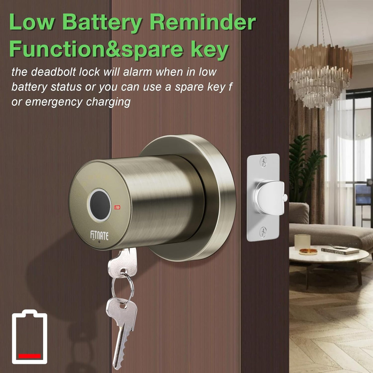 FITNATE Fingerprint Door Knob, Smart Biometric Door Lock with App Control, Keyless Entry Door Knob with Bluetooth Digital Code, Touch to Open Knob for Bedroom,Home,Hotel,Office, Black - PuriLite