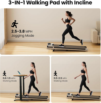 Yagud Walking Pad with 8% Incline, 3-in-1 Under Desk Treadmill for Sport