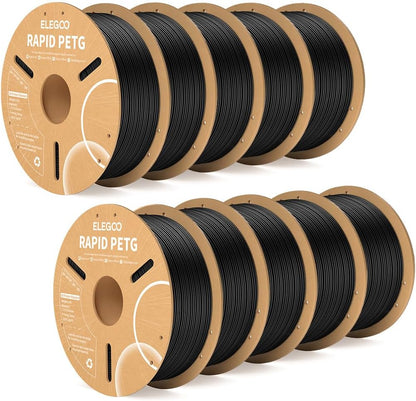 ELEGOO Rapid PETG Filament 1.75mm Black 1KG, 3D Printer Filament Max 600 mm/s High Speed Printing, Dimensional Accuracy +/- 0.02 mm Fit Most FDM Printer 1kg Cardboard Spool - PuriLite