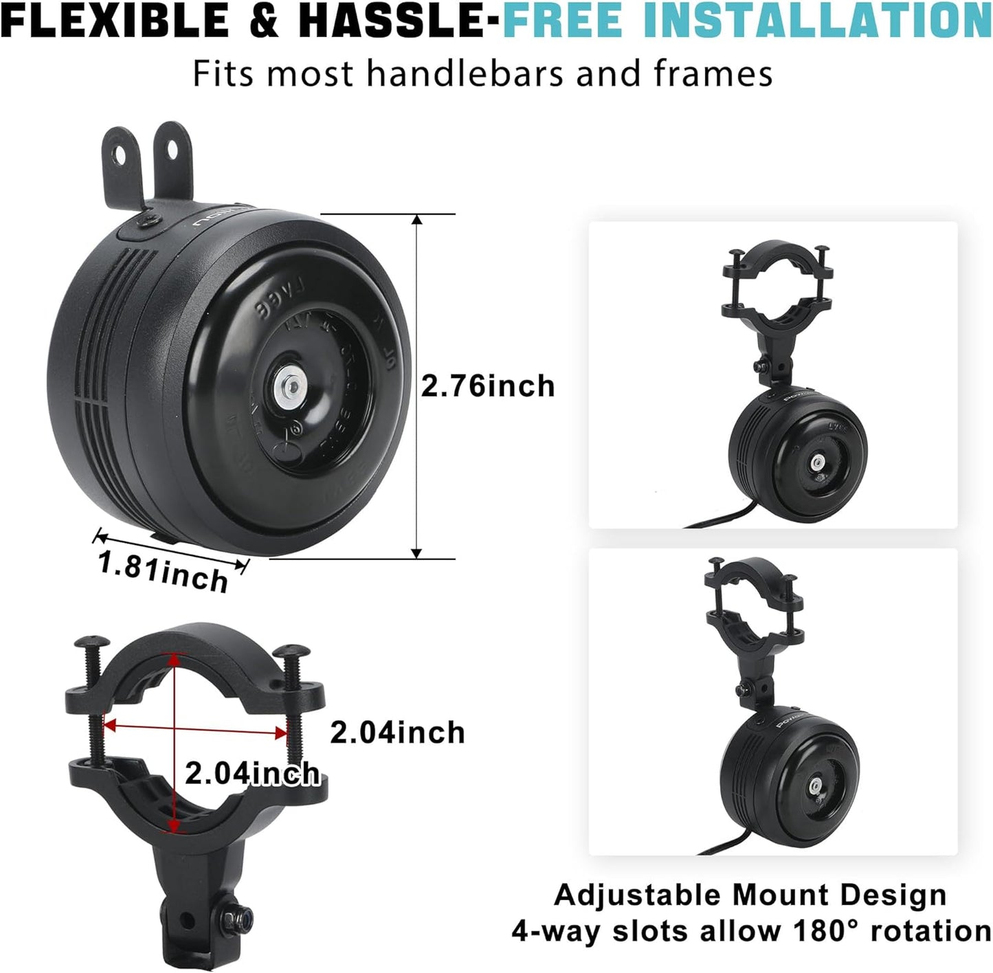 Waterproof Bike Alarm Horn w/Remote Controller - Eco-Friendly, USB Rechargeable, Anti-Theft & Vibration Alarm for e-Bike, MTB, Road Bikes, Scooters - PuriLite
