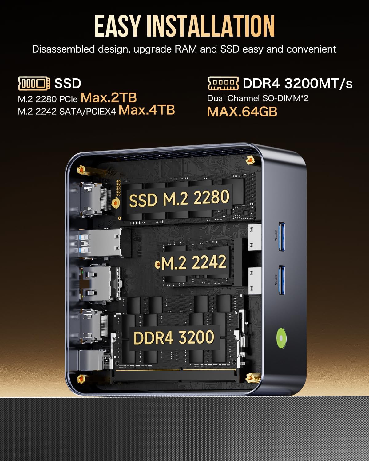 GMKtec Mini PC Intel Core i9 12900HK(14C/20T 5.0 GHz) W11 Pro, Desktop Computer 32GB DDR4 RAM+1TB NVMe SSD, Triple 4K Display, WiFi 6, BT5.2, USB-C M3 Plus - PuriLite