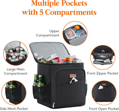 Lifewit 26L 34-Can Insulated Cooler Backpack Cool Bag, Large Picnic Bag Leakproof Portable Fridge Soft Food Cooler Box for Men Women for Outdoor/Picnic/Beach/BBQ/Camping/Travel/Family - PuriLite
