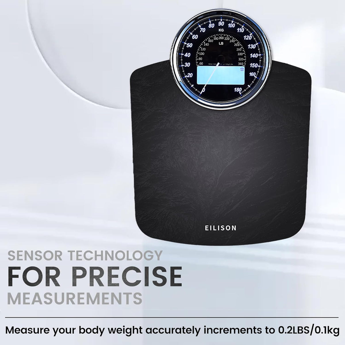 EILISON Highly Advance 2-in-1 Digital & Analog Weighing Scale for Body Weight-400lbs, 4 High Precison GX Sensor Accurate, Thick Tempered Glass, Extra Large Display (White) - PuriLite
