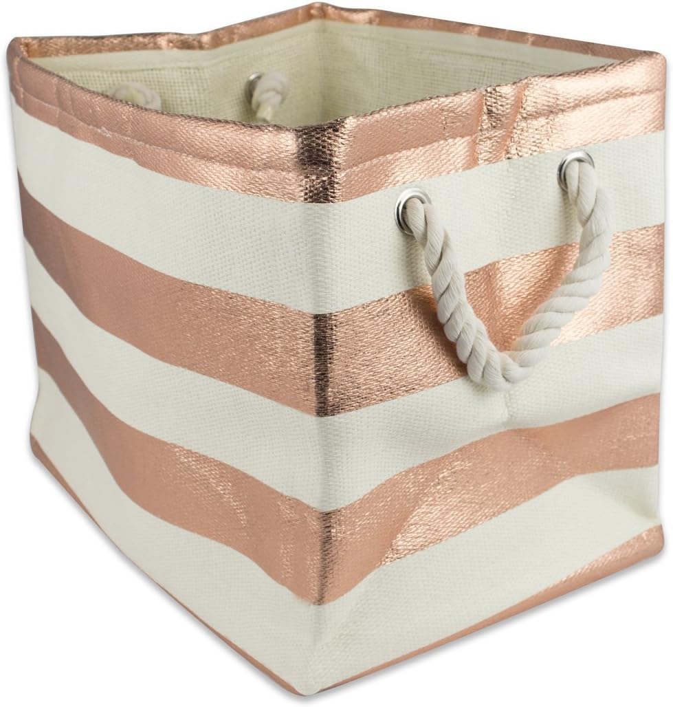 DII Storage Basket or Bin, Collapsible & Convenient Storage Solution for Office, Bedroom, Closet, Toys, Laundry (Large) - Pink Rugby Stripe - PuriLite
