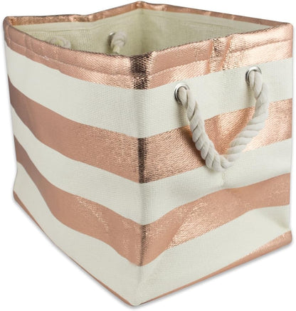 DII Storage Basket or Bin, Collapsible & Convenient Storage Solution for Office, Bedroom, Closet, Toys, Laundry (Large) - Pink Rugby Stripe - PuriLite
