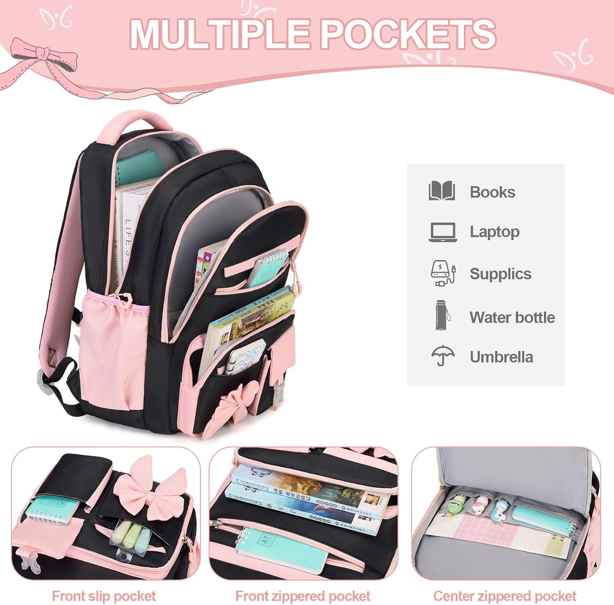 DIGOBAY Backpack for Girls, 3PCS Girls Backpack with Lunch Bag Pencil Case, Kids Backpack for Kindergarten Elementary School - PuriLite