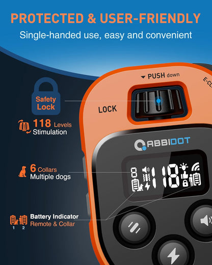 ABBIDOT Shock Collar 2 Dogs - 4500ft Dog Training Collar, 178 Levels, E-cliker, Waterproof Remote & Collar, Night Light E Collar for Small Medium Large Dogs (Black, 2 Collars) - PuriLite
