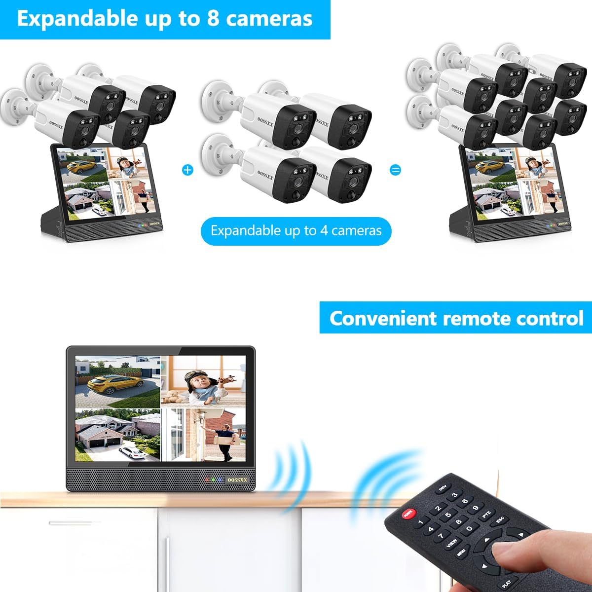 (4K/8.0MP,130°Ultra Wide Angle,2-Way Audio) Wired PoE Camera System with Monitor Outdoor IP Camera for House Indoor Home Security Systems, PIR Surveillance Cameras Video DVR Set - PuriLite