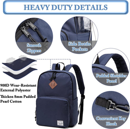 VASCHY Lightweight School Backpack for Women with Sleeve for 14" Laptop - PuriLite