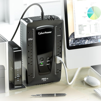 CyberPower AVRG900LCD Intelligent LCD UPS System, 900VA/480W, 12 Outlets, AVR, Compact - PuriLite