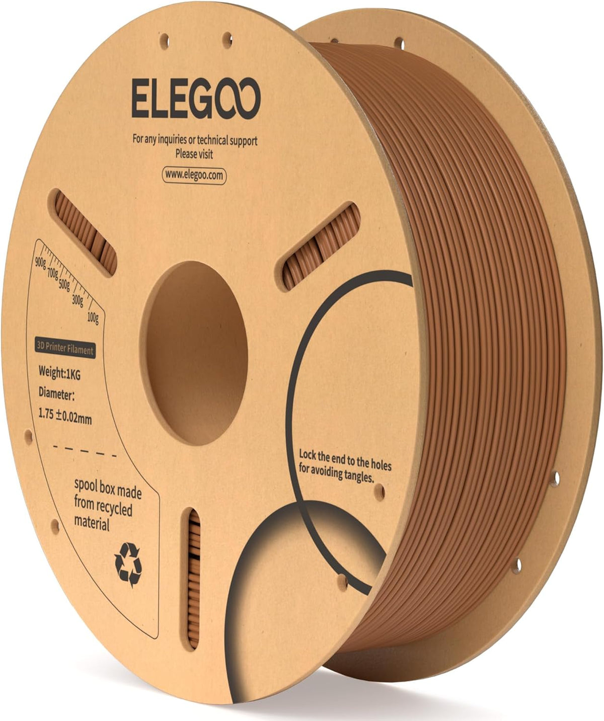 ELEGOO PLA Filament 1.75mm Black 1KG,3D Printer Filament Dimensional Accuracy +/- 0.02mm,1kg Cardboard Spool(2.2lbs) 3D Printing Filament Fits for Most FDM 3D Printers - PuriLite