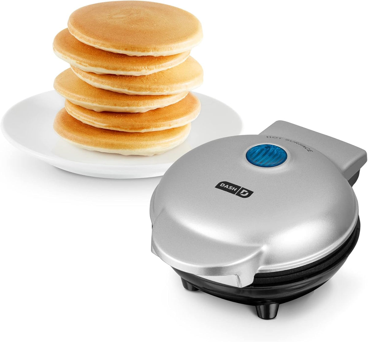 DASH Mini Maker Electric Round Griddle for Individual Pancakes, Cookies, Eggs & Other on The go Breakfast, Lunch & Snacks with Indicator Light + Included Recipe Book - White - PuriLite