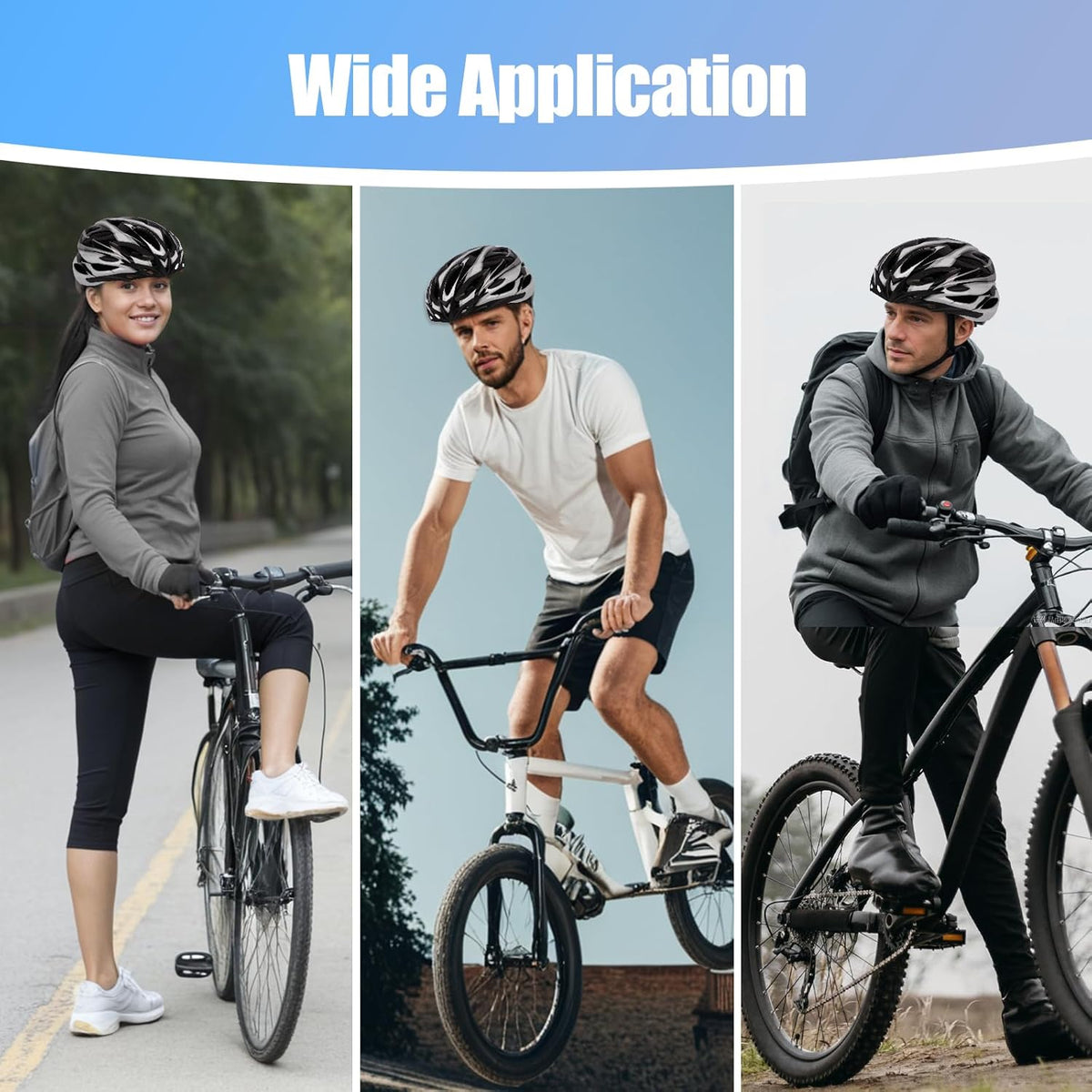 Oshhni Helmet for Women Men Bicycle Helmet Bike Helmet for Skateboarding Outdoor Climbing Biking Commuting - Black White - PuriLite
