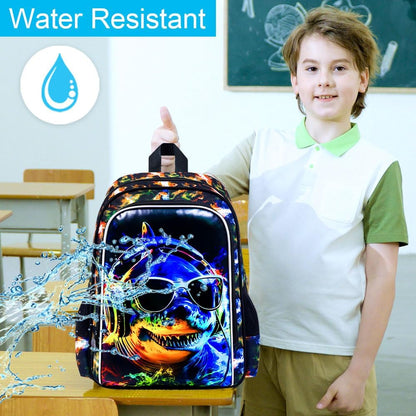 3pcs Backpack for Boys and Girls, 16” Kids Kindergarten Bookbag with Lunch Box, Cute Elementary Backpacks for Boy Girl - PuriLite