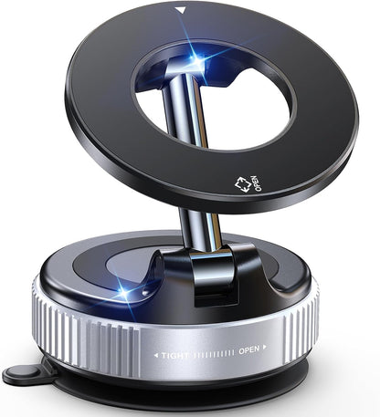 Jononser Vacuum Magnetic Suction Cup Phone Mount for Magsafe, 360° Adjustable Magnetic Phone Holder, Pocket Size Foldable Portable Cell Phone Holders for Your Car for All Smartphones & All Car Models - PuriLite
