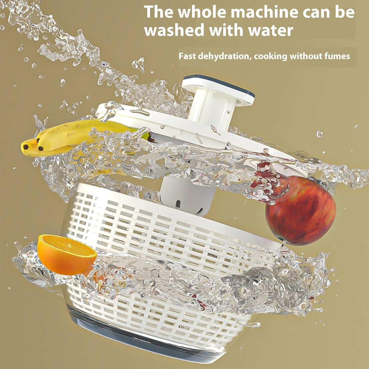 Manual Hand Powered Salad Spinner with Storage Lid and Colander Bowl Vegetable Dehydrator with Drain Basket - PuriLite