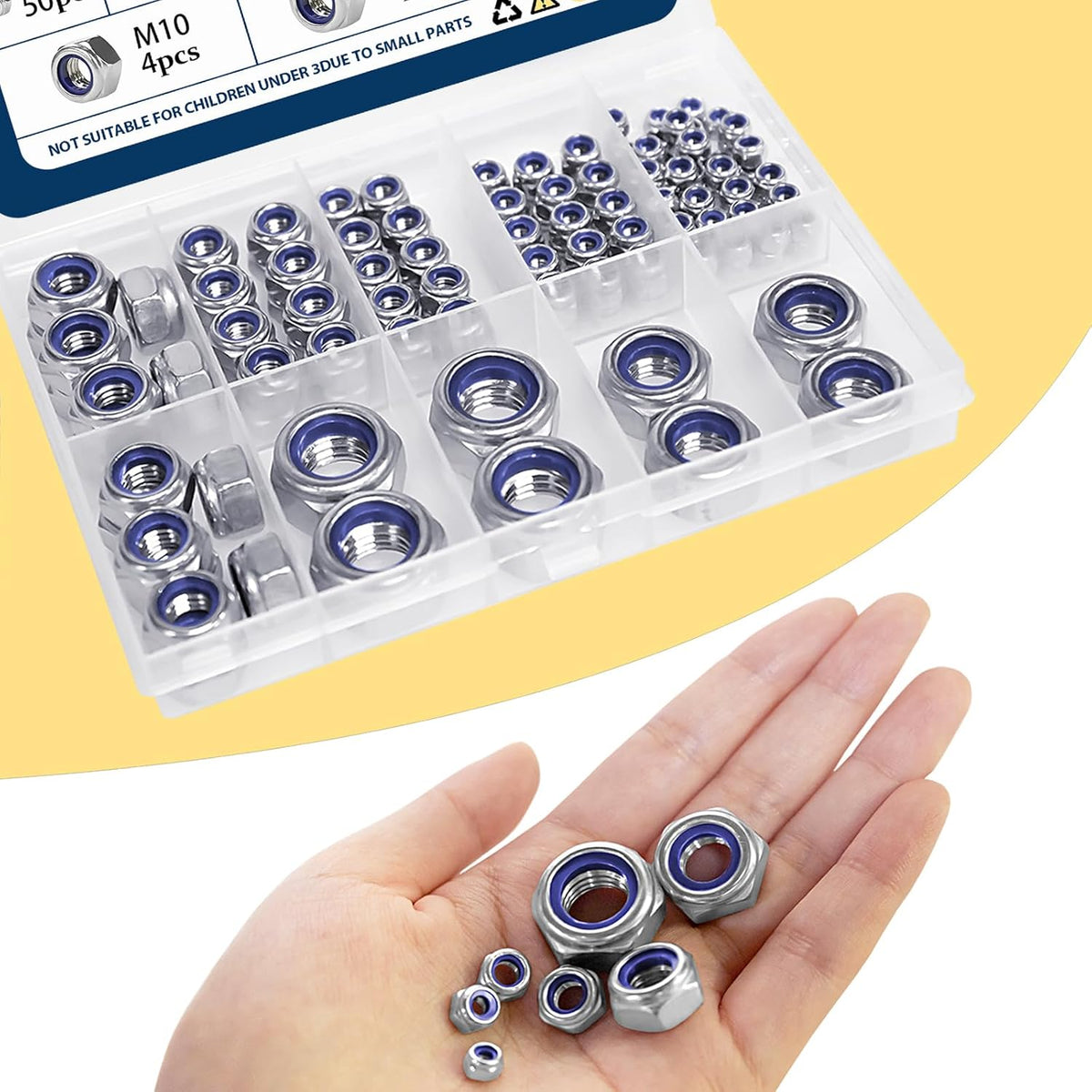 Vifmy 110 Pack 1/4"-20 Inch Lock Nuts,304 (A2-70) Stainless Steel Nylon Insert Locknuts,Standard Inch Thread Nylock Nuts for Bolts - PuriLite