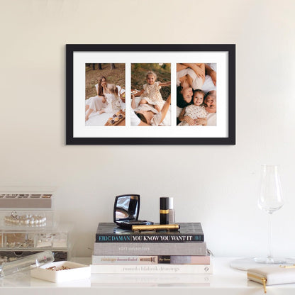 upsimples 11x14 Picture Frame, Display Pictures 8x10 with Mat or 11x14 Without Mat, Wall Hanging Photo Frames, Black - PuriLite