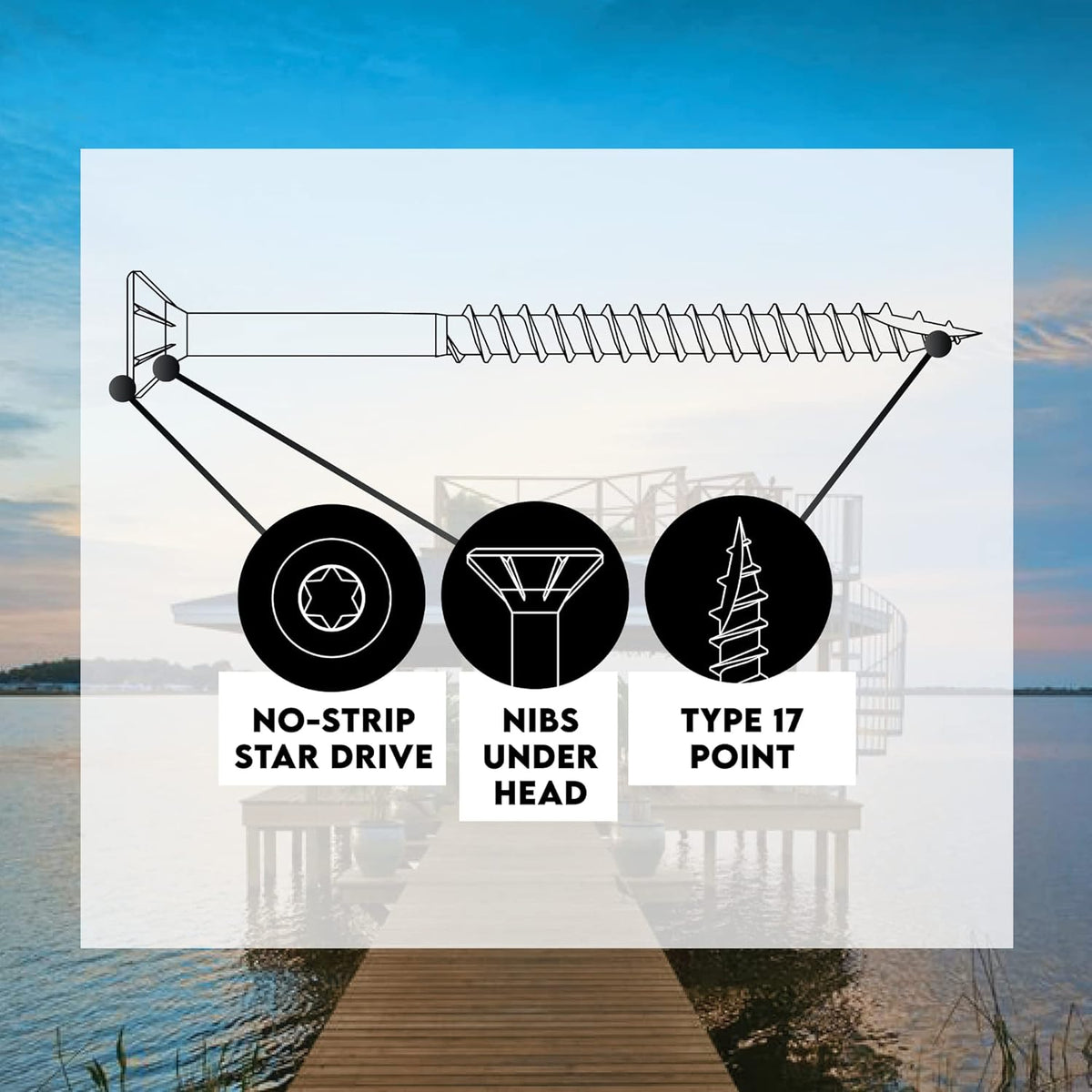 #10 x 3 Inch Stainless Steel Deck Screws 350 Pieces | T25 Star Torx Drive Flat Head | 304 Grade Stainless Steel Wood Screws High Corrosion Resistance by Allen's Trading Co. Eagle Claw Fasteners - PuriLite
