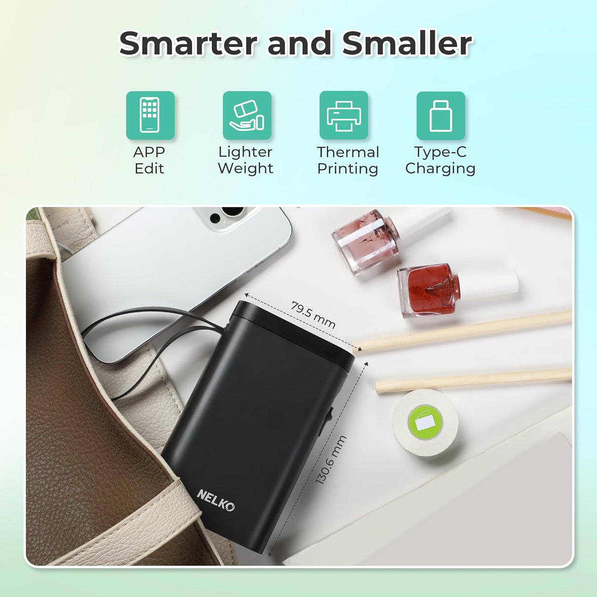 Nelko Label Maker Machine with Tape, P21 Portable Bluetooth Label Printer, Wireless Built-in Cutter Sticker Maker Mini Label Makers with Multiple Templates for School Organizing Office Home, White - PuriLite