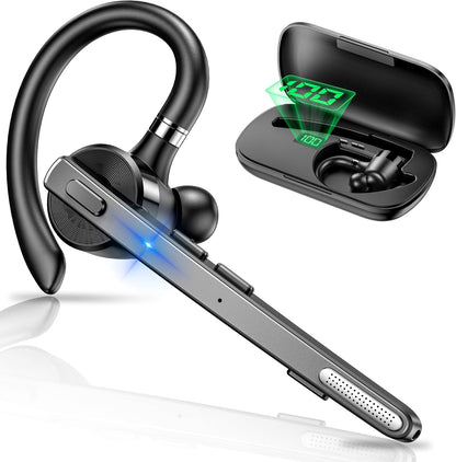 Bluetooth Headset V5.1, Wireless Headset with 500mAh Charging Case ENC Noise Cancelling Microphone, Bluetooth Earpiece 72H Talk Hands-Free Headphones for Cell Phone Office Business Driving (M51) - PuriLite