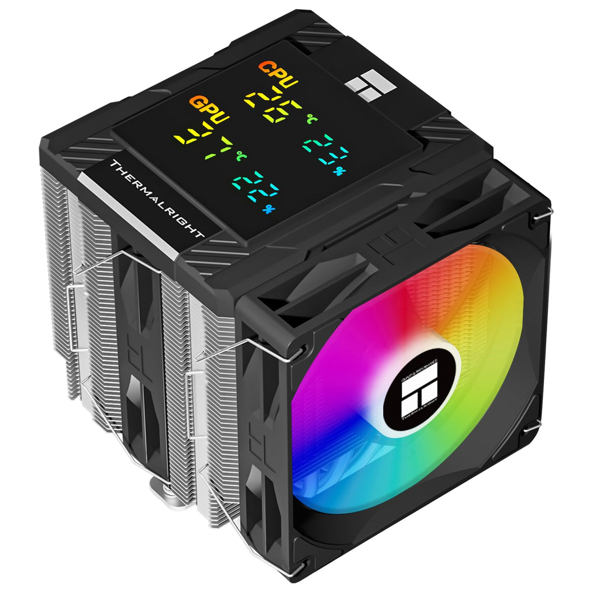 Thermalright Peerless Assassin 120 Digital ARGB Black CPU Air Cooler, Digital Screen Top Cover,6 Heatpipes Computer CPU Cooler, for AM4/AM5,Intel LGA1700/1851/1150/1151/1200,PC Cooler-Black ARGB - PuriLite