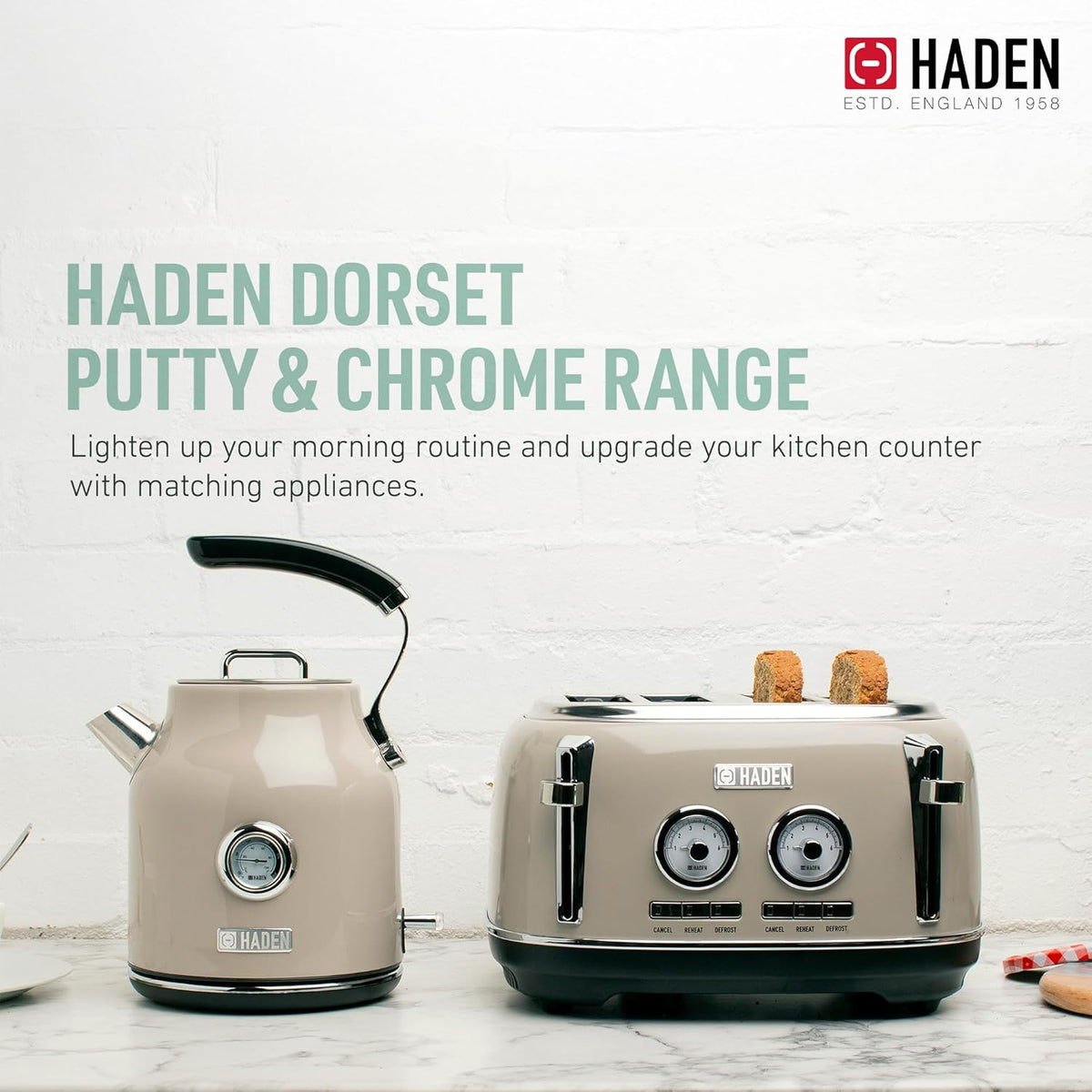 Haden Dorset 75083 Stainless Steel 1500W Retro Toaster 4 Slice Wide Slot w/Removable Crumb Tray and Settings, Black/Copper Toasters w/Adjustable Browning Control, Smart Toaster - PuriLite