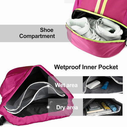 Hoedia Sports Drawstring Backpack - String Swim Gym Bag with Shoes Compartment and Wet Proof Pocket for Women/Men - PuriLite