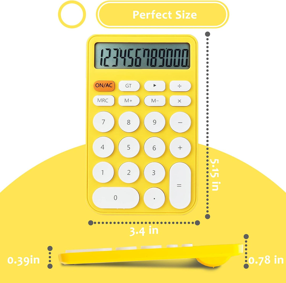 VEWINGL Mechanical Switch Calculator, 12 Digit Large LCD Display and Buttons, Great for Everyday Life and Basic Office Work, with Battery - PuriLite