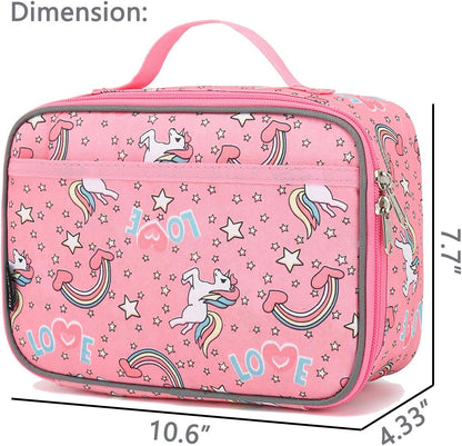 FlowFly Kids Lunch Box Insulated Soft Bag Mini Cooler Back to School Thermal Meal Tote Kit for Girls, Boys, Black - PuriLite
