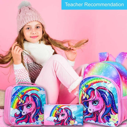 3pcs Backpack for Boys and Girls, 16” Kids Kindergarten Bookbag with Lunch Box, Cute Elementary Backpacks for Boy Girl - PuriLite