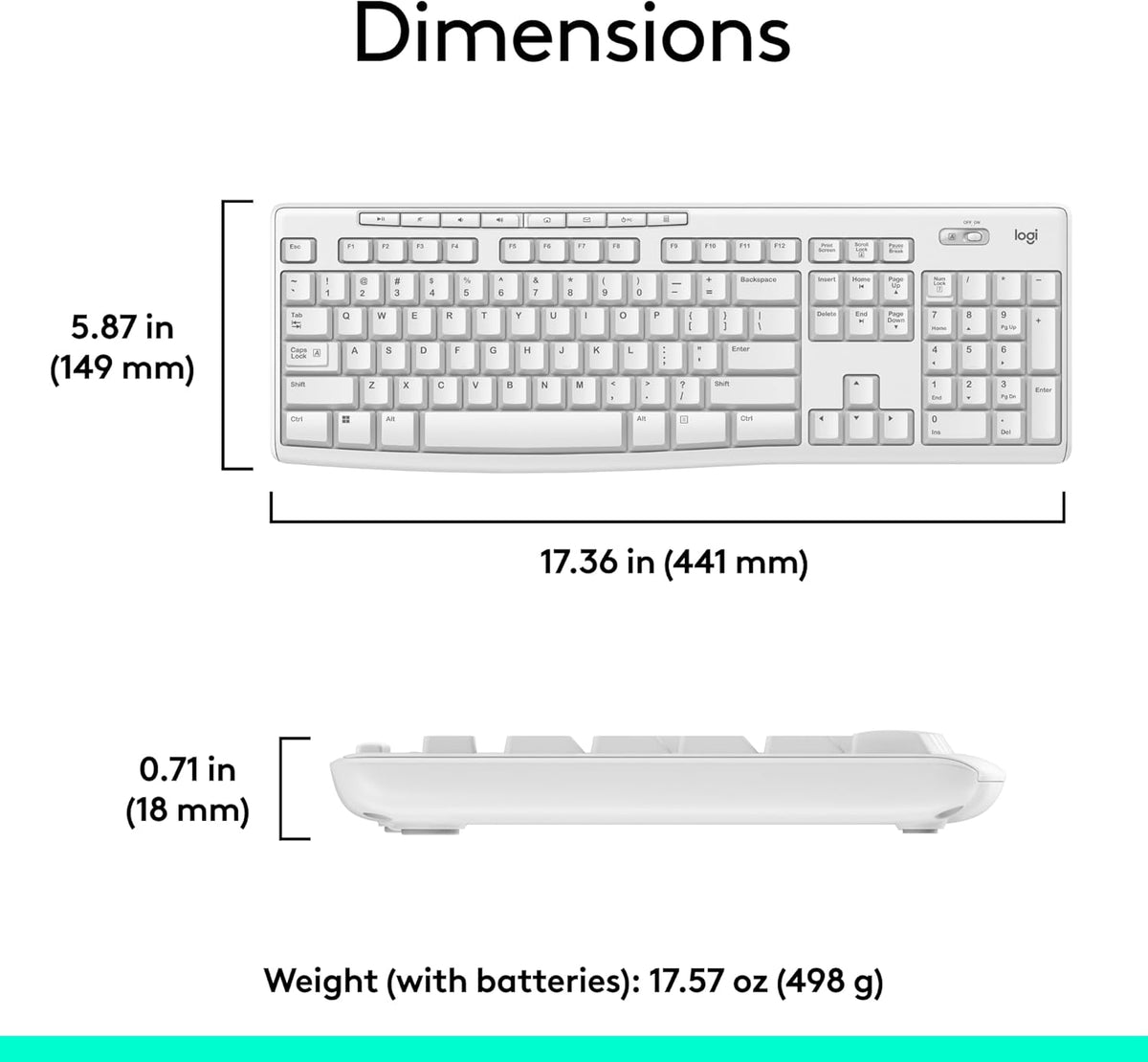 Logitech MK295 Wireless Mouse & Keyboard Combo with SilentTouch Technology, Full Numpad, Advanced Optical Tracking, Lag-Free Wireless, 90% Less Noise - Graphite - PuriLite