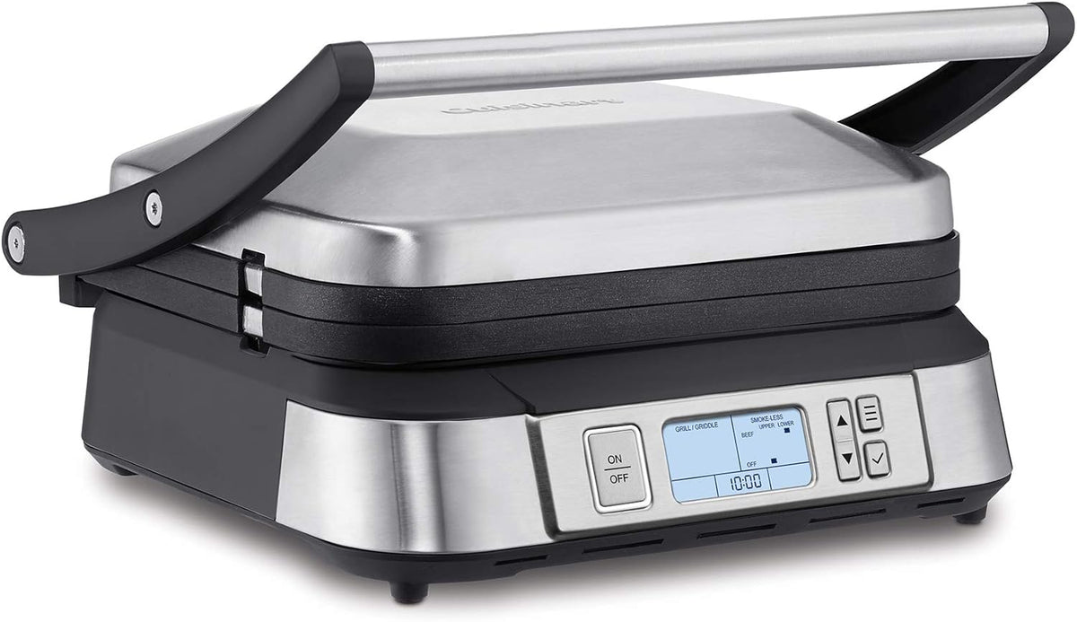Cuisinart GR-6SC Contact Griddler with Smoke-less Mode + CGR-WAFPC Griddler Waffle Plates Attachments - PuriLite