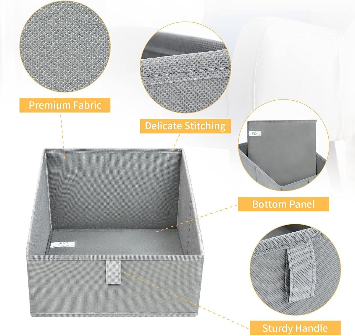 DIMJ Closet Storage Bins - 6 Pack Foldable Storage Baskets Box Fabric Storage Cubes Storage Organization Trapezoid Storage Bin (Arrow Grey) - PuriLite