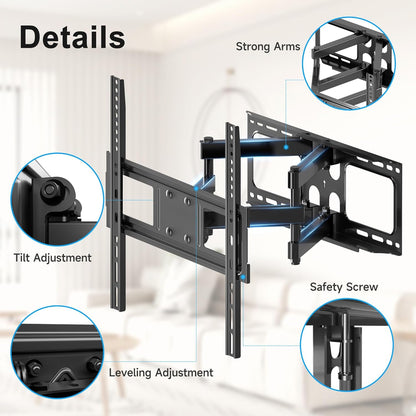 XINLEI TV Full Motion TV Wall Mount for Most 26"-70" Flat Screen/LED/ 4K TVs, Swivel/Tilt TV Bracket with Articulating Dual Arms, Support 99lbs, Max VESA 400x400mm (MA570) - PuriLite
