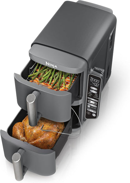 10 Qt DoubleStack Smart Air Fryer | 6-in-1 Dual Basket Cooker with Smart Thermometer