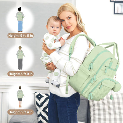 Diaper Bag Backpack, iniuniu Large Baby Bags with Diaper Pouch, Washable Changing Pad, Pacifier Case and Stroller Straps - PuriLite