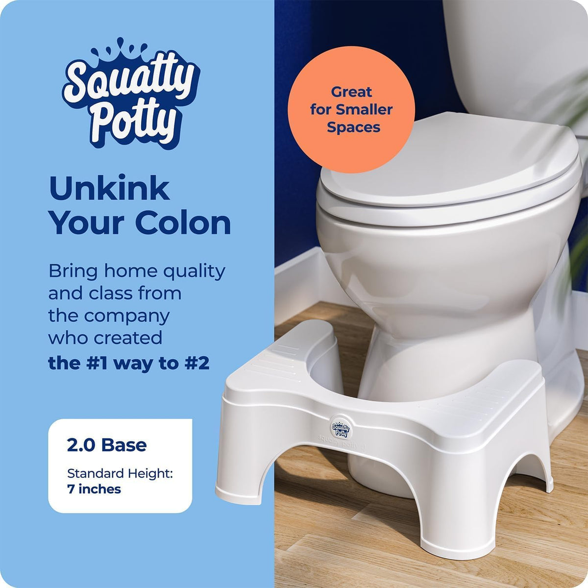 Squatty Potty Original Toilet Stool 2.0 Base 7", White, 1 Count - PuriLite