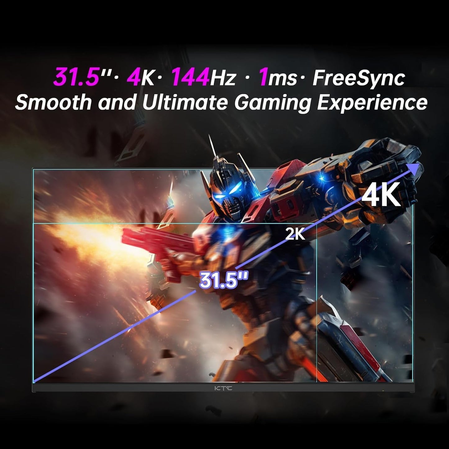 KTC 32 Inch 2K Computer Monitor, IPS 1440p Monitor with Ultra-Thin Bezels, HDR10, Freesync/G-sync, HDMI/DP Ports, Tilt Adjustable, Eyecare, Ideal for Business, Office, and Casual Gaming - PuriLite