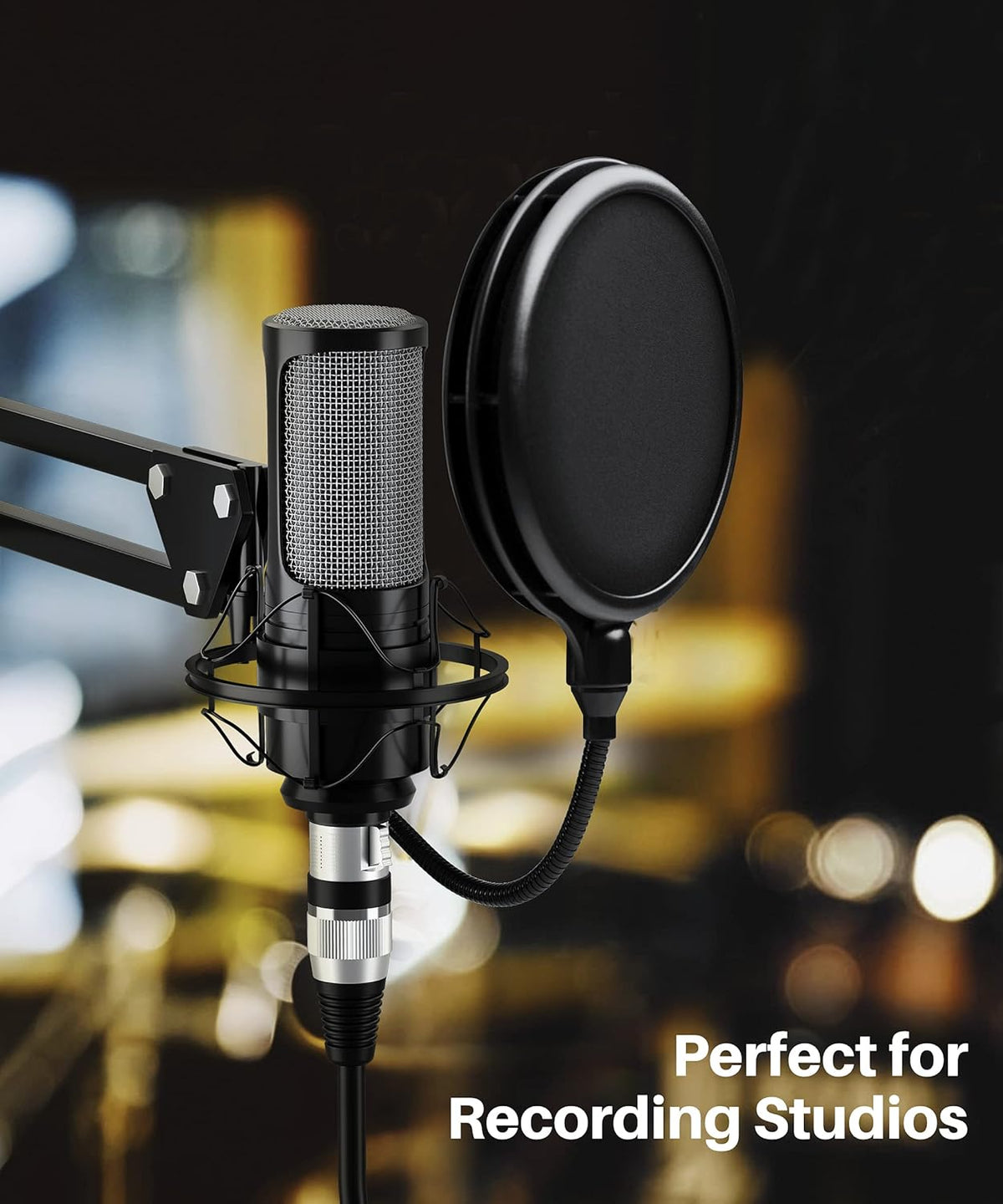 GEARit XLR Male to Female Microphone Cable (10 Feet, 6-Pack) 3-Pin Balanced Shielded Mixer, Recording Studio, Podcast - Black - PuriLite