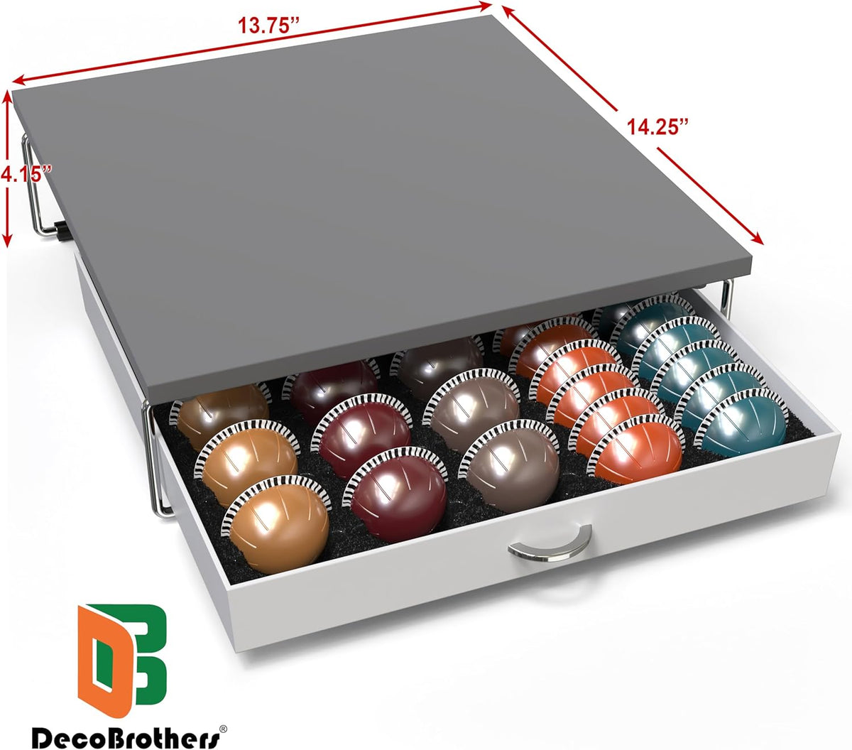DecoBrothers Vertuo Pod Holder VertuoLine Drawer Storage for Nespresso Coffee Capsules, Crystal Tempered Glass, White - PuriLite
