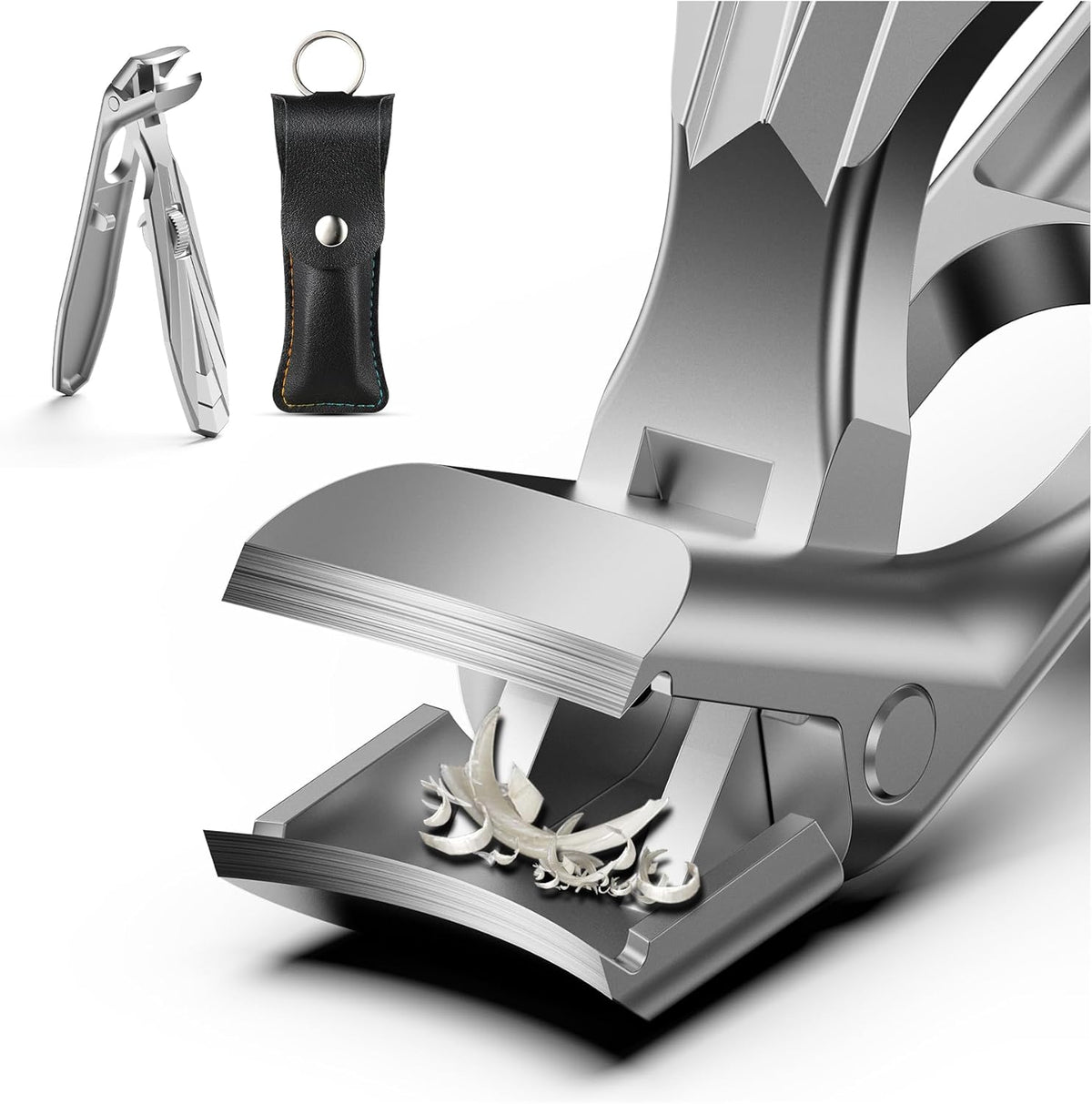 FERYES Angled Head Long Handled Toenail Clipper for Seniors - Large Wide Jaw Nail Clipper with Catcher for Thick Nails - Easier Trimming, Ergonomic Design (Black) - PuriLite
