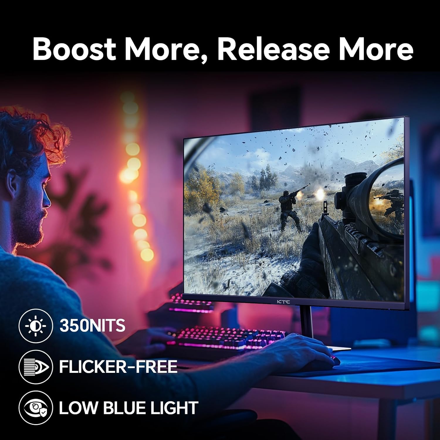 KTC 32 Inch 2K Computer Monitor, IPS 1440p Monitor with Ultra-Thin Bezels, HDR10, Freesync/G-sync, HDMI/DP Ports, Tilt Adjustable, Eyecare, Ideal for Business, Office, and Casual Gaming - PuriLite