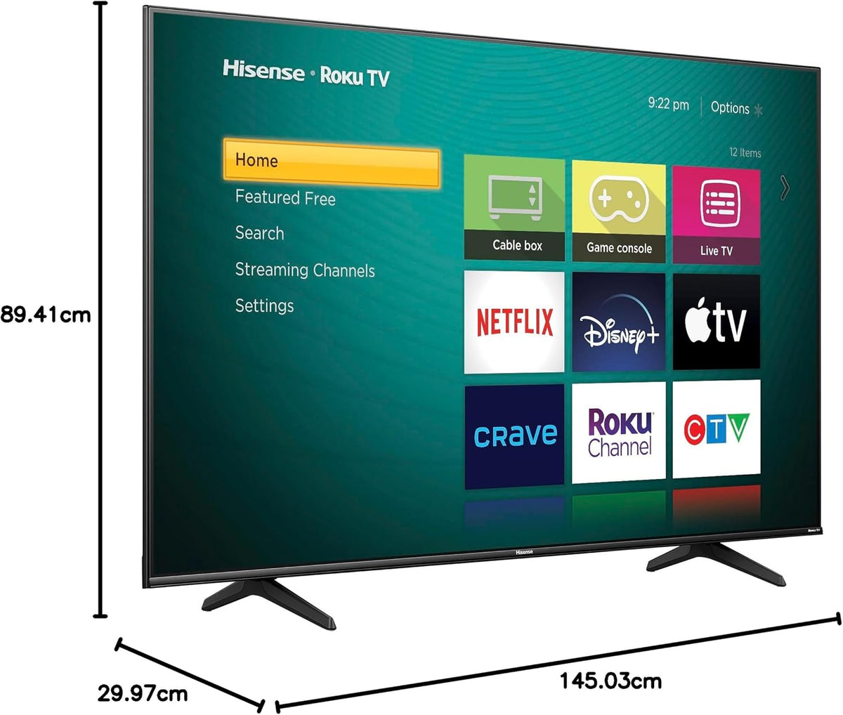 Hisense 58R63N-58 inch 4K UHD HDR LED Roku Smart TV-2024 - PuriLite